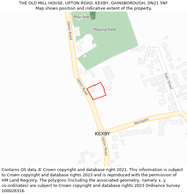 THE OLD MILL HOUSE, UPTON ROAD, KEXBY, GAINSBOROUGH, DN21 5NF: Location map and indicative extent of plot