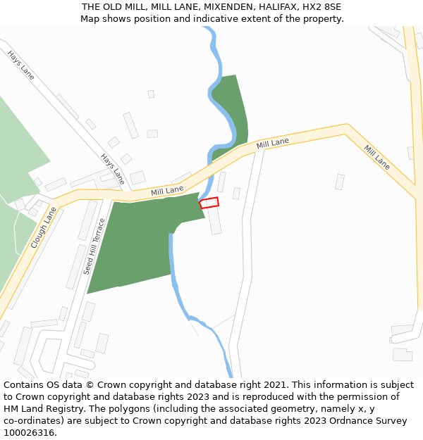 THE OLD MILL, MILL LANE, MIXENDEN, HALIFAX, HX2 8SE: Location map and indicative extent of plot