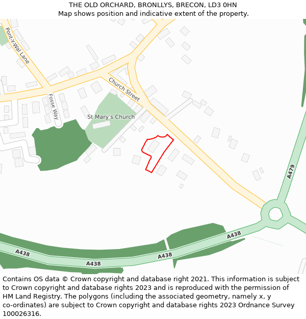 THE OLD ORCHARD, BRONLLYS, BRECON, LD3 0HN: Location map and indicative extent of plot