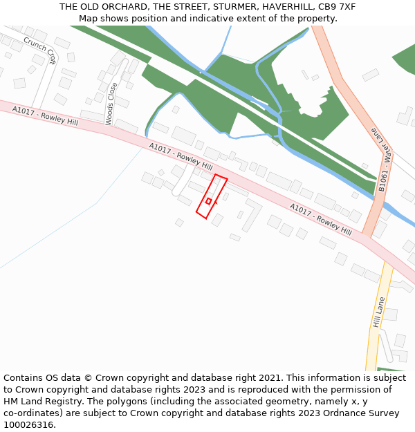 THE OLD ORCHARD, THE STREET, STURMER, HAVERHILL, CB9 7XF: Location map and indicative extent of plot