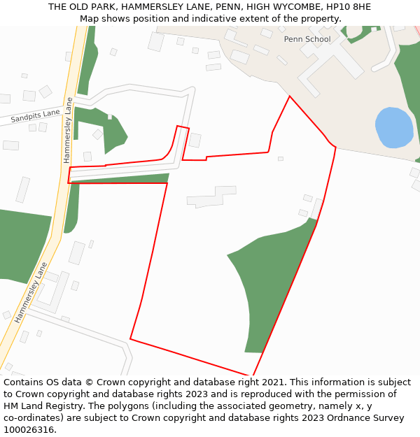 THE OLD PARK, HAMMERSLEY LANE, PENN, HIGH WYCOMBE, HP10 8HE: Location map and indicative extent of plot