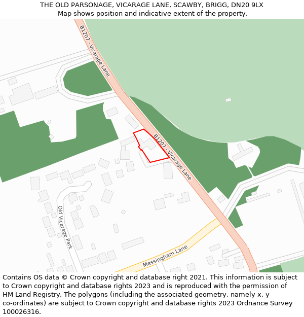 THE OLD PARSONAGE, VICARAGE LANE, SCAWBY, BRIGG, DN20 9LX: Location map and indicative extent of plot
