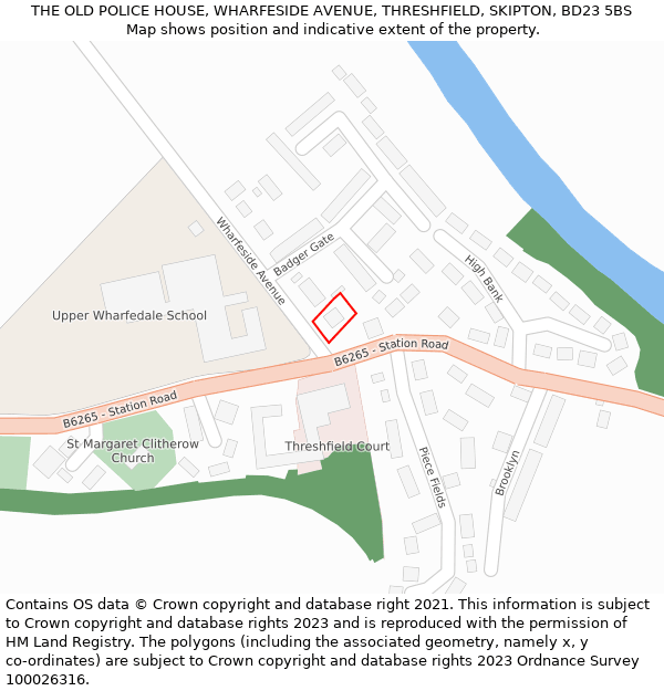 THE OLD POLICE HOUSE, WHARFESIDE AVENUE, THRESHFIELD, SKIPTON, BD23 5BS: Location map and indicative extent of plot