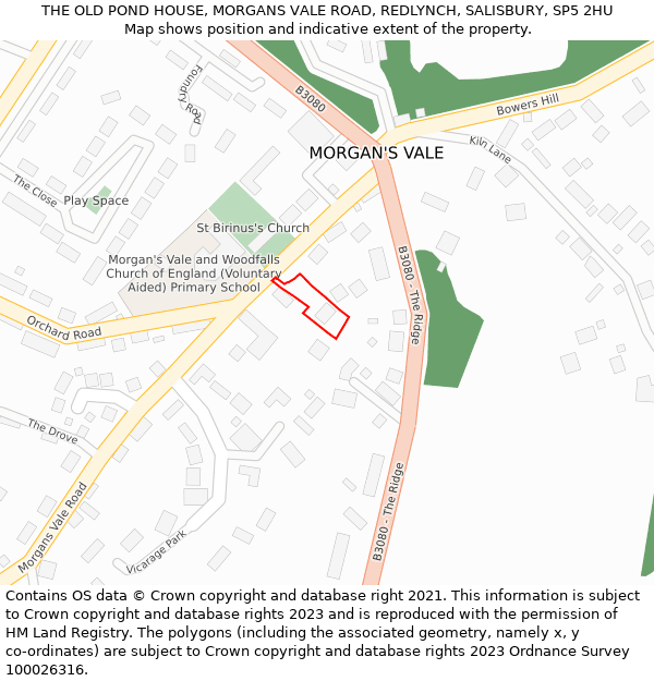 THE OLD POND HOUSE, MORGANS VALE ROAD, REDLYNCH, SALISBURY, SP5 2HU: Location map and indicative extent of plot