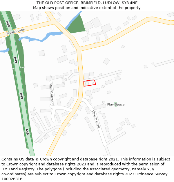 THE OLD POST OFFICE, BRIMFIELD, LUDLOW, SY8 4NE: Location map and indicative extent of plot