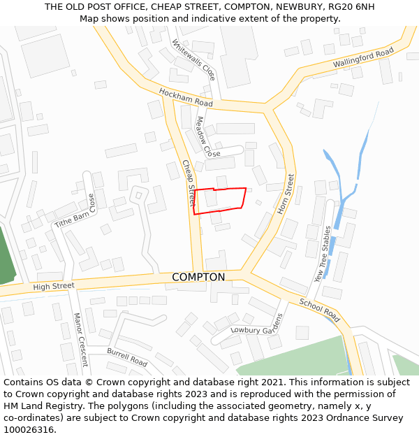 THE OLD POST OFFICE, CHEAP STREET, COMPTON, NEWBURY, RG20 6NH: Location map and indicative extent of plot
