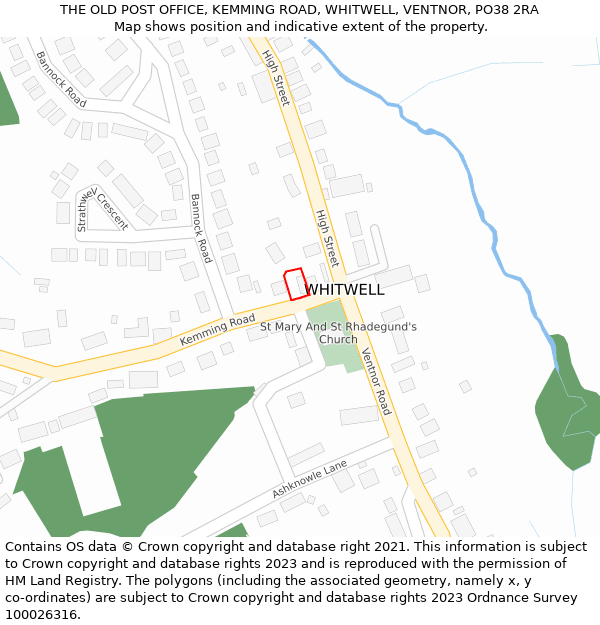 THE OLD POST OFFICE, KEMMING ROAD, WHITWELL, VENTNOR, PO38 2RA: Location map and indicative extent of plot