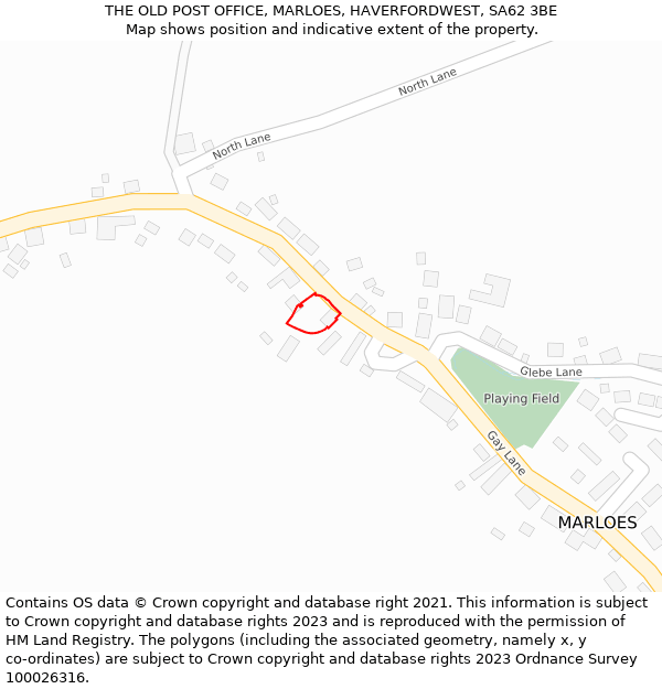 THE OLD POST OFFICE, MARLOES, HAVERFORDWEST, SA62 3BE: Location map and indicative extent of plot