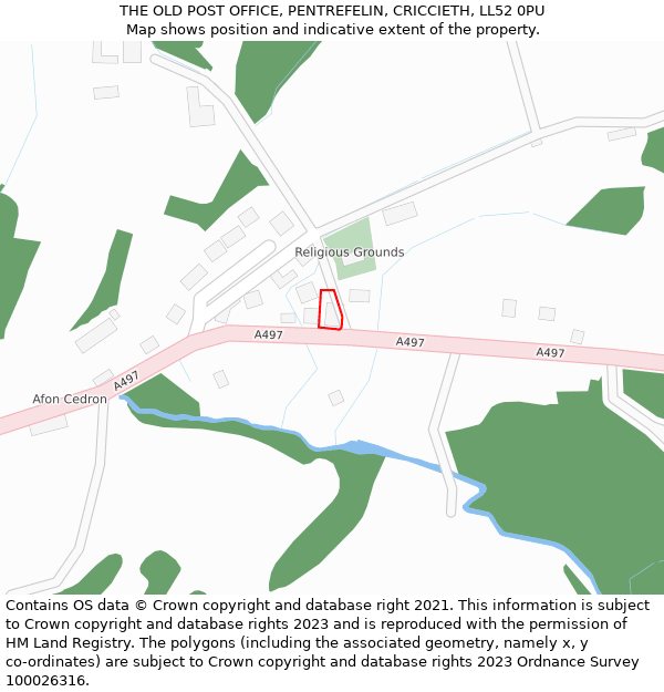 THE OLD POST OFFICE, PENTREFELIN, CRICCIETH, LL52 0PU: Location map and indicative extent of plot