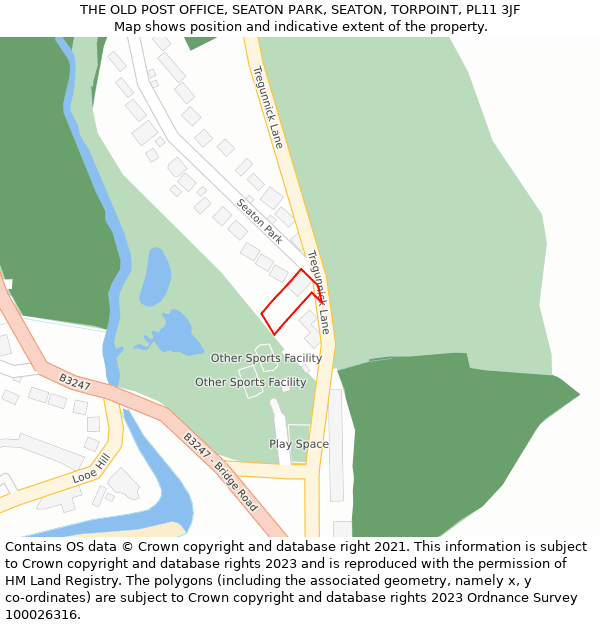 THE OLD POST OFFICE, SEATON PARK, SEATON, TORPOINT, PL11 3JF: Location map and indicative extent of plot