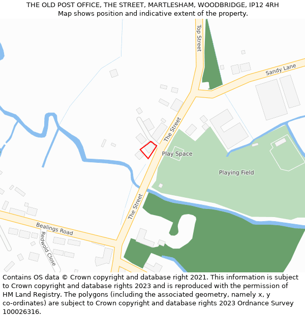 THE OLD POST OFFICE, THE STREET, MARTLESHAM, WOODBRIDGE, IP12 4RH: Location map and indicative extent of plot