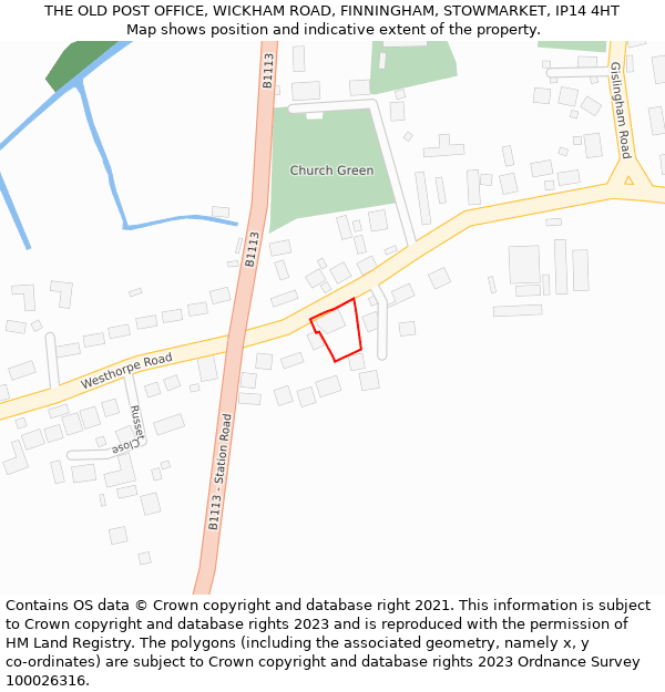 THE OLD POST OFFICE, WICKHAM ROAD, FINNINGHAM, STOWMARKET, IP14 4HT: Location map and indicative extent of plot