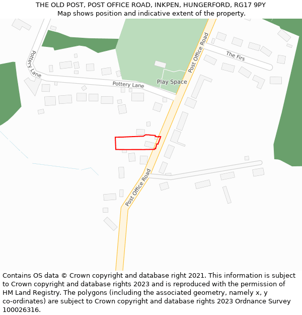 THE OLD POST, POST OFFICE ROAD, INKPEN, HUNGERFORD, RG17 9PY: Location map and indicative extent of plot