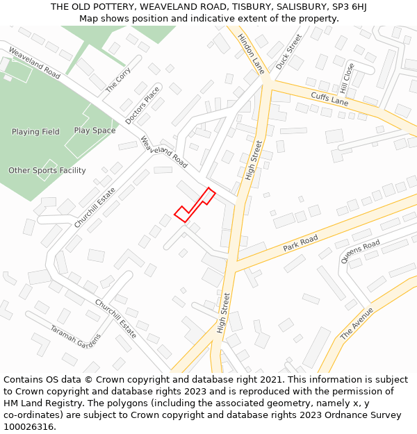 THE OLD POTTERY, WEAVELAND ROAD, TISBURY, SALISBURY, SP3 6HJ: Location map and indicative extent of plot