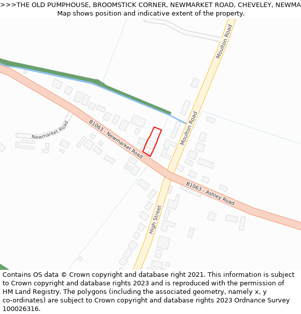 THE OLD PUMPHOUSE, BROOMSTICK CORNER, NEWMARKET ROAD, CHEVELEY, NEWMARKET, CB8 9EQ: Location map and indicative extent of plot