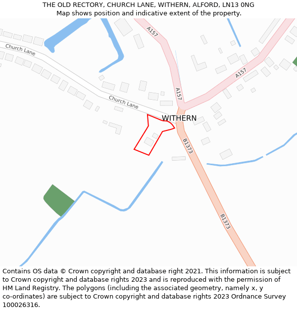 THE OLD RECTORY, CHURCH LANE, WITHERN, ALFORD, LN13 0NG: Location map and indicative extent of plot