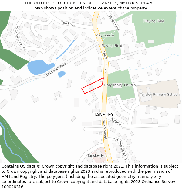 THE OLD RECTORY, CHURCH STREET, TANSLEY, MATLOCK, DE4 5FH: Location map and indicative extent of plot