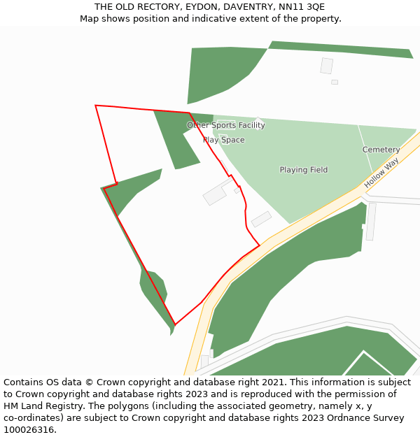 THE OLD RECTORY, EYDON, DAVENTRY, NN11 3QE: Location map and indicative extent of plot
