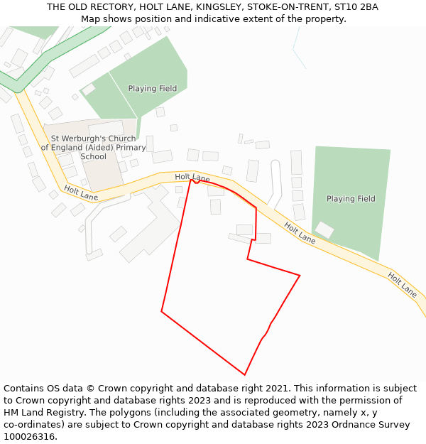 THE OLD RECTORY, HOLT LANE, KINGSLEY, STOKE-ON-TRENT, ST10 2BA: Location map and indicative extent of plot