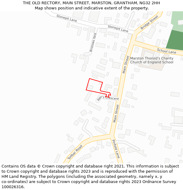 THE OLD RECTORY, MAIN STREET, MARSTON, GRANTHAM, NG32 2HH: Location map and indicative extent of plot