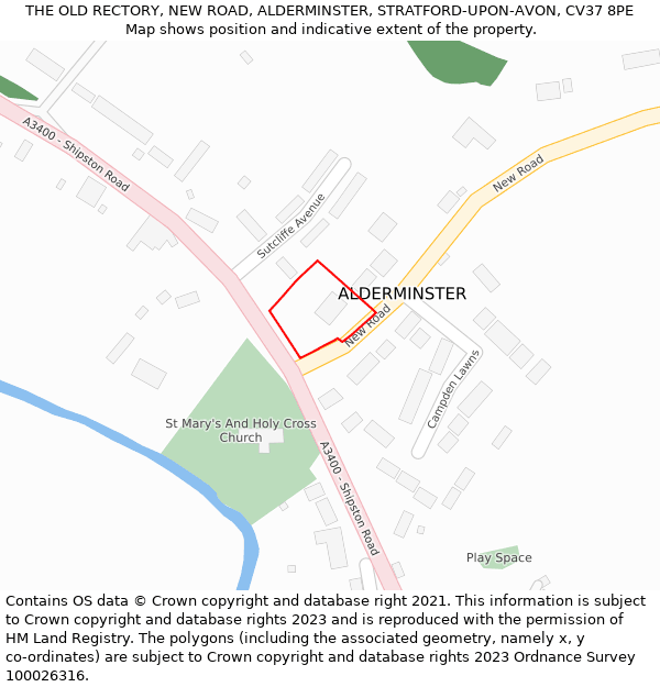 THE OLD RECTORY, NEW ROAD, ALDERMINSTER, STRATFORD-UPON-AVON, CV37 8PE: Location map and indicative extent of plot