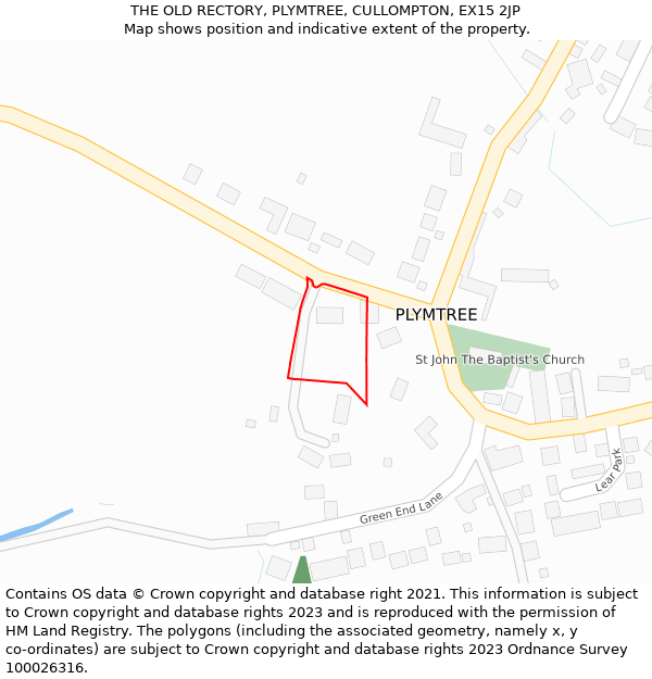 THE OLD RECTORY, PLYMTREE, CULLOMPTON, EX15 2JP: Location map and indicative extent of plot