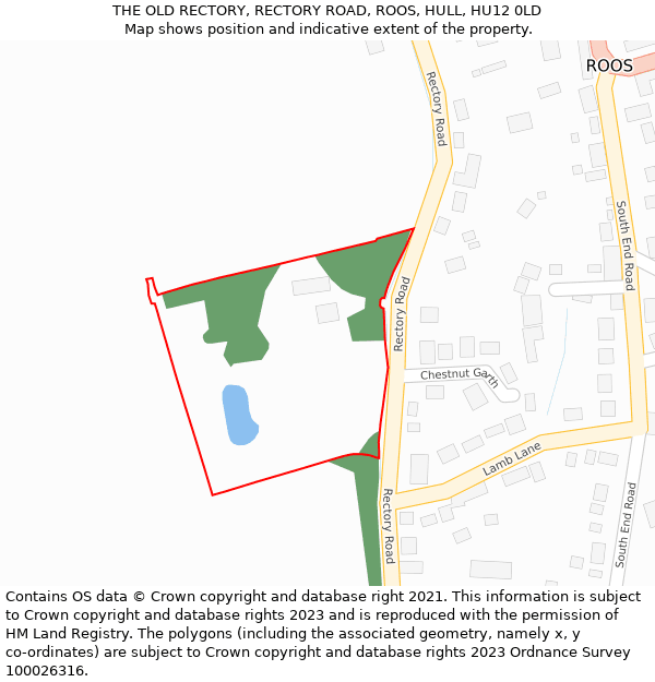 THE OLD RECTORY, RECTORY ROAD, ROOS, HULL, HU12 0LD: Location map and indicative extent of plot