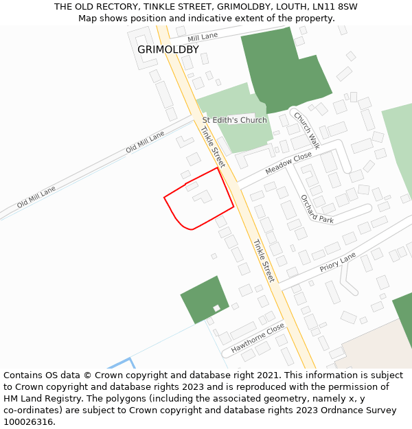 THE OLD RECTORY, TINKLE STREET, GRIMOLDBY, LOUTH, LN11 8SW: Location map and indicative extent of plot