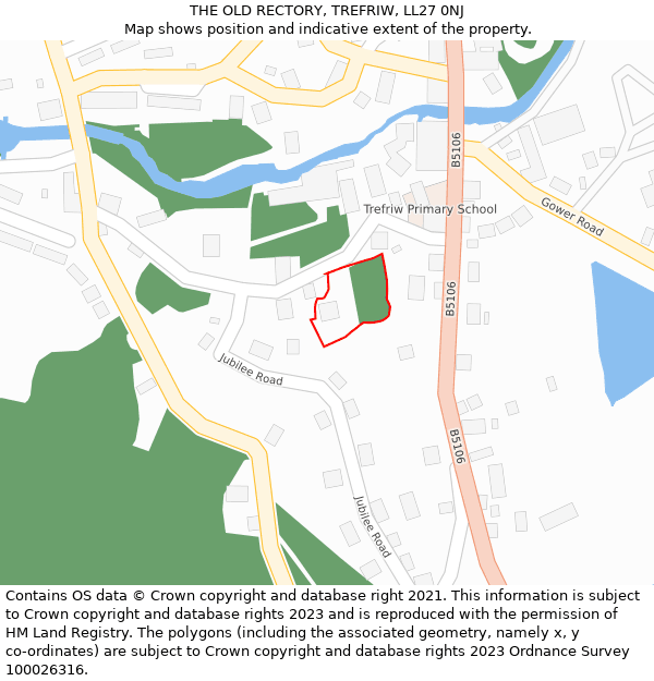 THE OLD RECTORY, TREFRIW, LL27 0NJ: Location map and indicative extent of plot
