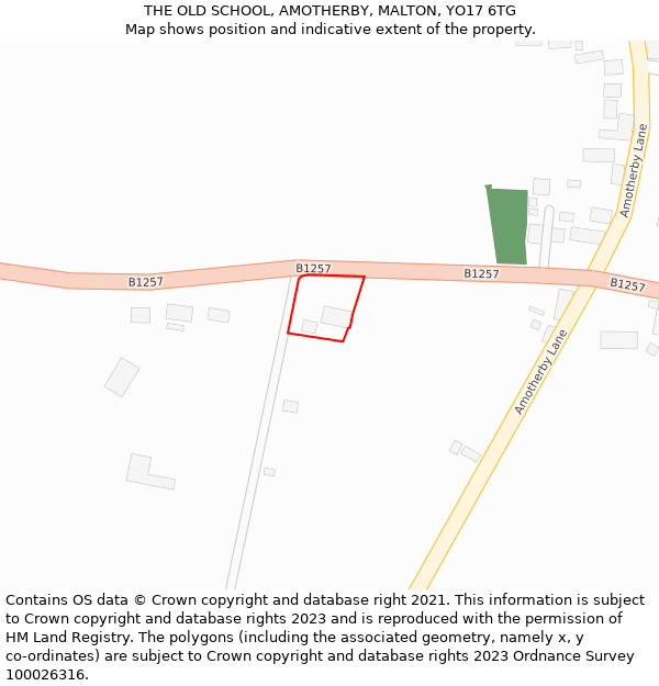 THE OLD SCHOOL, AMOTHERBY, MALTON, YO17 6TG: Location map and indicative extent of plot