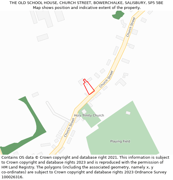 THE OLD SCHOOL HOUSE, CHURCH STREET, BOWERCHALKE, SALISBURY, SP5 5BE: Location map and indicative extent of plot