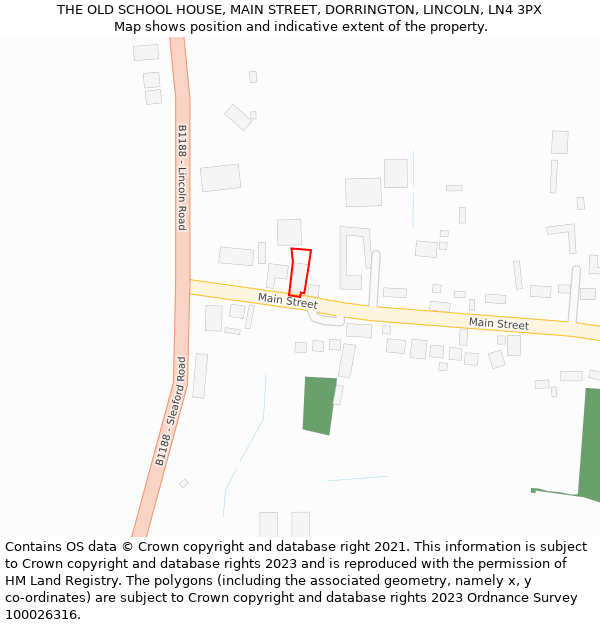 THE OLD SCHOOL HOUSE, MAIN STREET, DORRINGTON, LINCOLN, LN4 3PX: Location map and indicative extent of plot