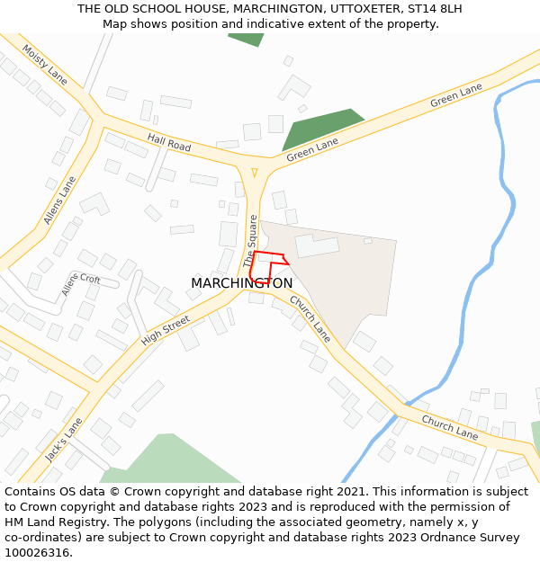 THE OLD SCHOOL HOUSE, MARCHINGTON, UTTOXETER, ST14 8LH: Location map and indicative extent of plot