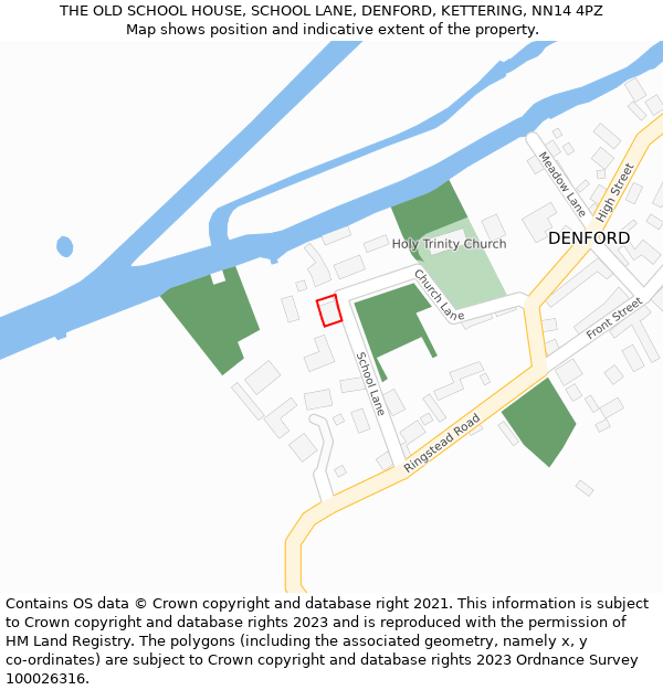 THE OLD SCHOOL HOUSE, SCHOOL LANE, DENFORD, KETTERING, NN14 4PZ: Location map and indicative extent of plot