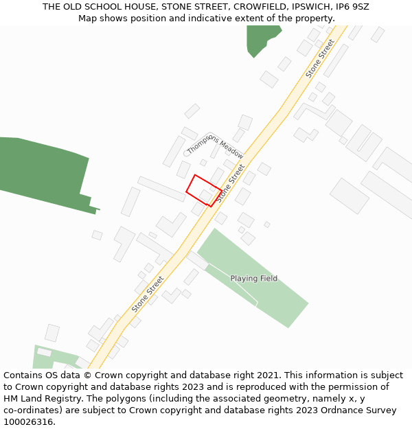 THE OLD SCHOOL HOUSE, STONE STREET, CROWFIELD, IPSWICH, IP6 9SZ: Location map and indicative extent of plot