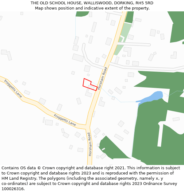 THE OLD SCHOOL HOUSE, WALLISWOOD, DORKING, RH5 5RD: Location map and indicative extent of plot