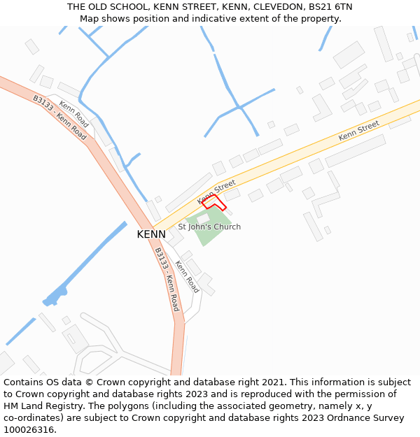 THE OLD SCHOOL, KENN STREET, KENN, CLEVEDON, BS21 6TN: Location map and indicative extent of plot