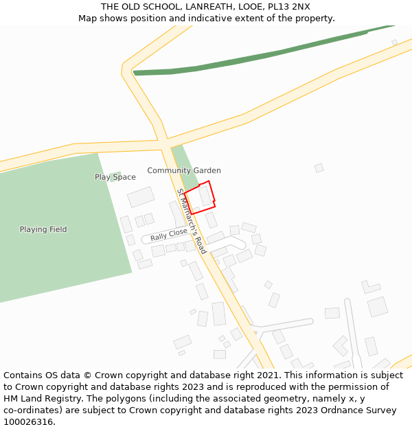 THE OLD SCHOOL, LANREATH, LOOE, PL13 2NX: Location map and indicative extent of plot