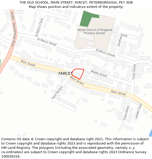 THE OLD SCHOOL, MAIN STREET, FARCET, PETERBOROUGH, PE7 3DB: Location map and indicative extent of plot