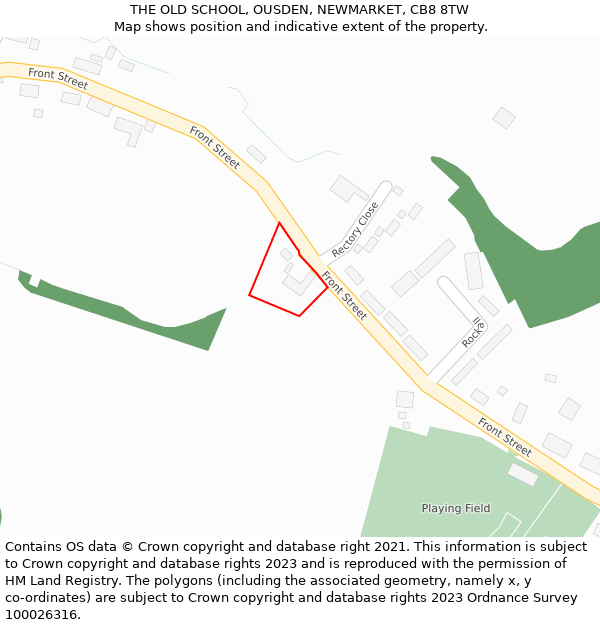 THE OLD SCHOOL, OUSDEN, NEWMARKET, CB8 8TW: Location map and indicative extent of plot