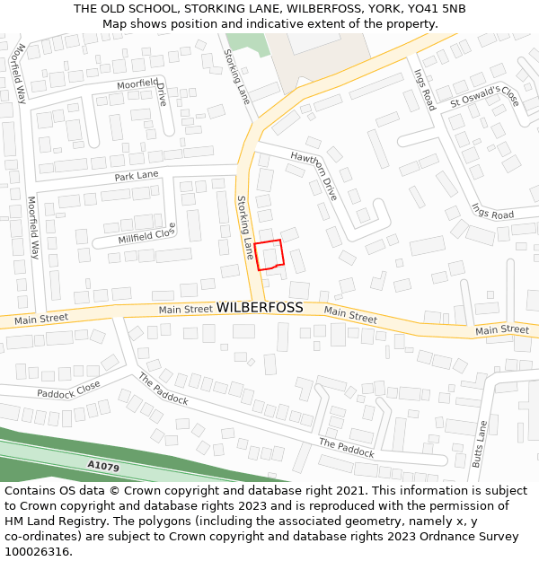 THE OLD SCHOOL, STORKING LANE, WILBERFOSS, YORK, YO41 5NB: Location map and indicative extent of plot