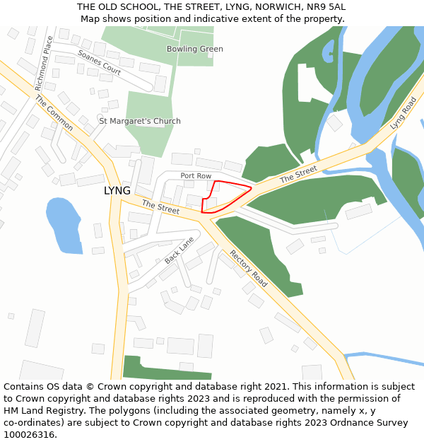 THE OLD SCHOOL, THE STREET, LYNG, NORWICH, NR9 5AL: Location map and indicative extent of plot