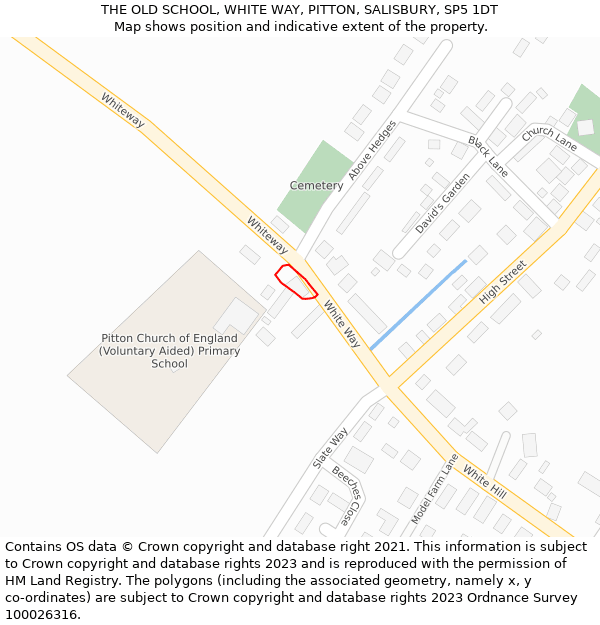 THE OLD SCHOOL, WHITE WAY, PITTON, SALISBURY, SP5 1DT: Location map and indicative extent of plot