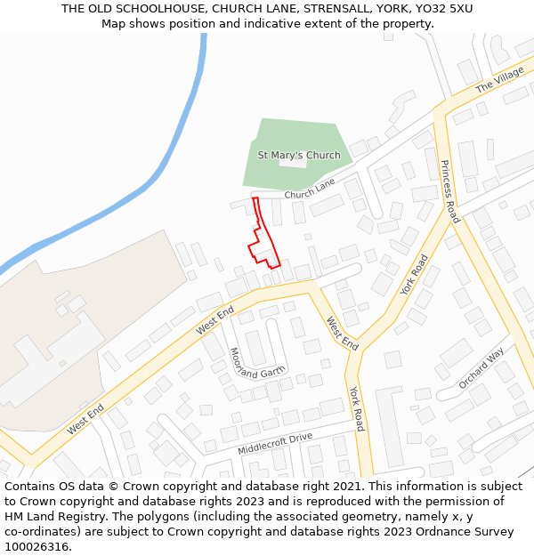THE OLD SCHOOLHOUSE, CHURCH LANE, STRENSALL, YORK, YO32 5XU: Location map and indicative extent of plot