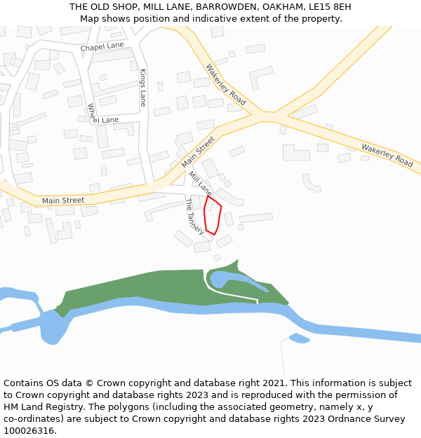 THE OLD SHOP, MILL LANE, BARROWDEN, OAKHAM, LE15 8EH: Location map and indicative extent of plot