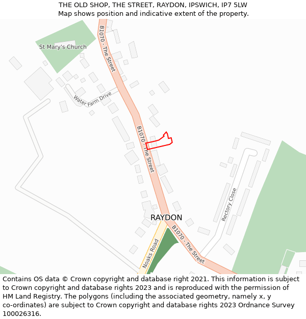 THE OLD SHOP, THE STREET, RAYDON, IPSWICH, IP7 5LW: Location map and indicative extent of plot