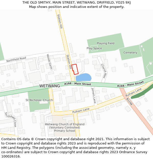 THE OLD SMITHY, MAIN STREET, WETWANG, DRIFFIELD, YO25 9XJ: Location map and indicative extent of plot