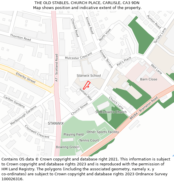 THE OLD STABLES, CHURCH PLACE, CARLISLE, CA3 9DN: Location map and indicative extent of plot