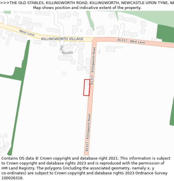 THE OLD STABLES, KILLINGWORTH ROAD, KILLINGWORTH, NEWCASTLE UPON TYNE, NE12 6BS: Location map and indicative extent of plot