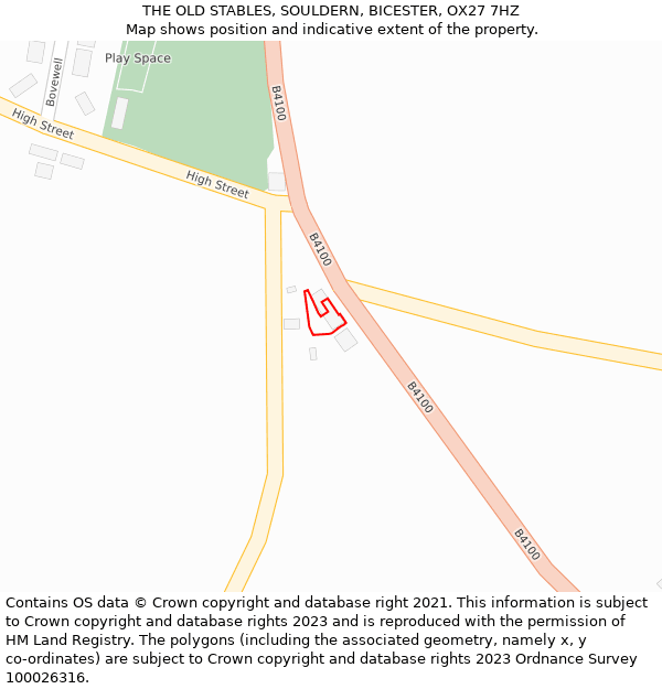 THE OLD STABLES, SOULDERN, BICESTER, OX27 7HZ: Location map and indicative extent of plot